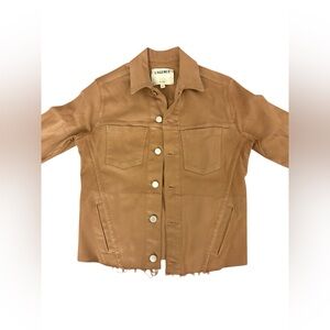 L'AGENCE Camel Leather Jean Jacket